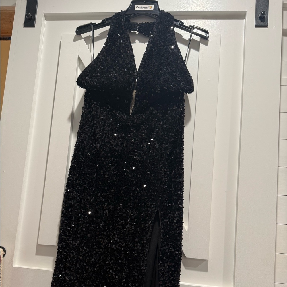 Elegant Black Halter Dress